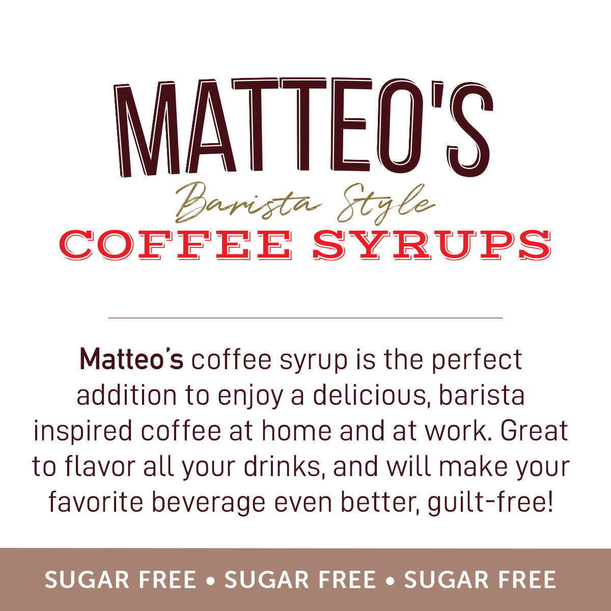 Matteo's Sugar Free Coffee Syrup, White Chocolate (1 case/6 bottles)