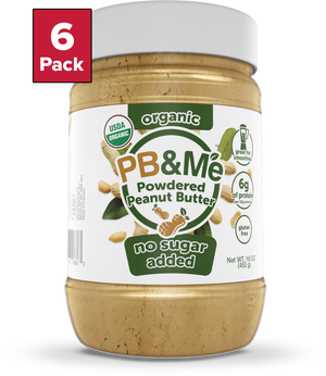 Organic Powdered Peanut Butter (1 case/6 Jars) - No Sugar Added (1LB)