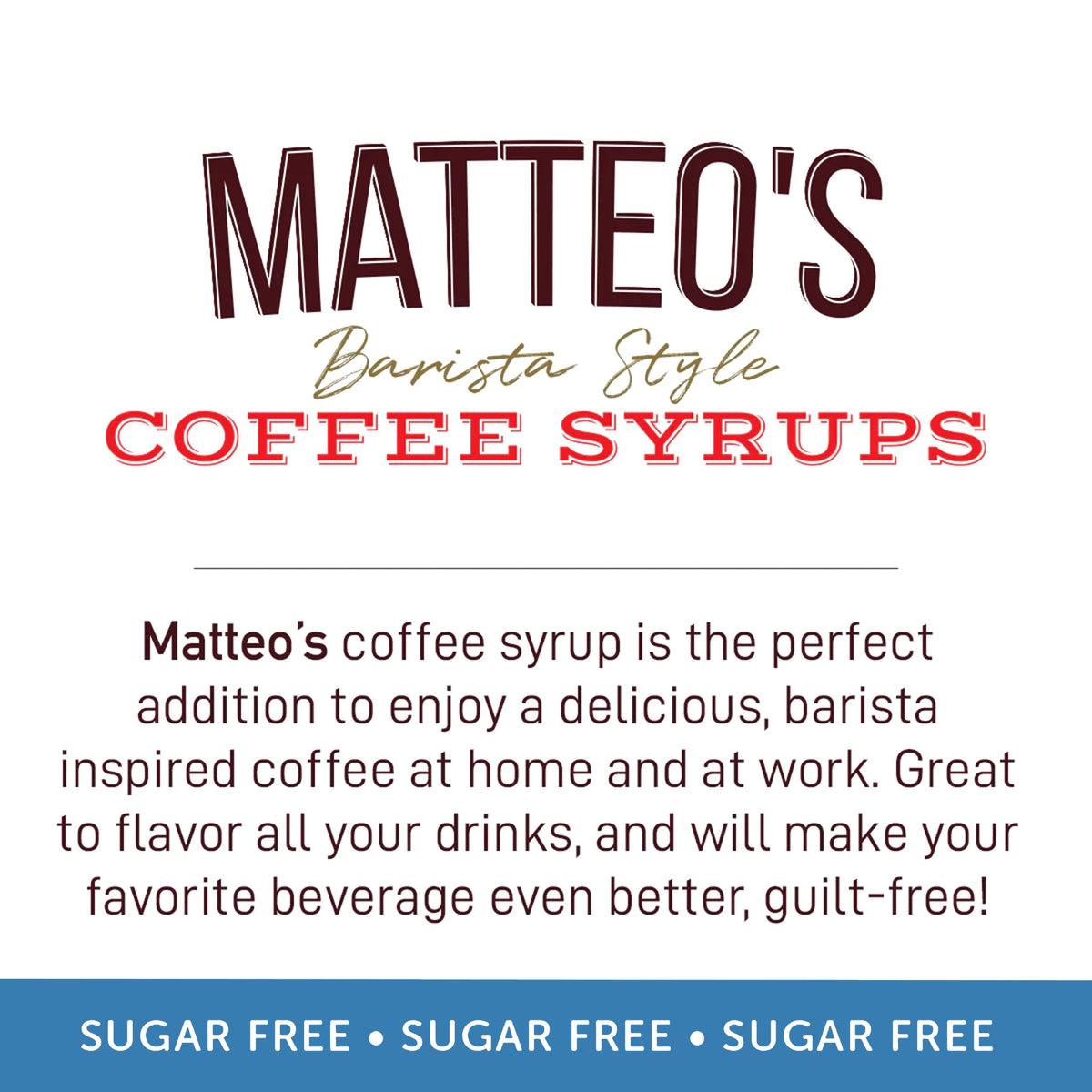 Matteo's Sugar Free Coffee Syrup, French Vanilla, (1 case/6 bottles)