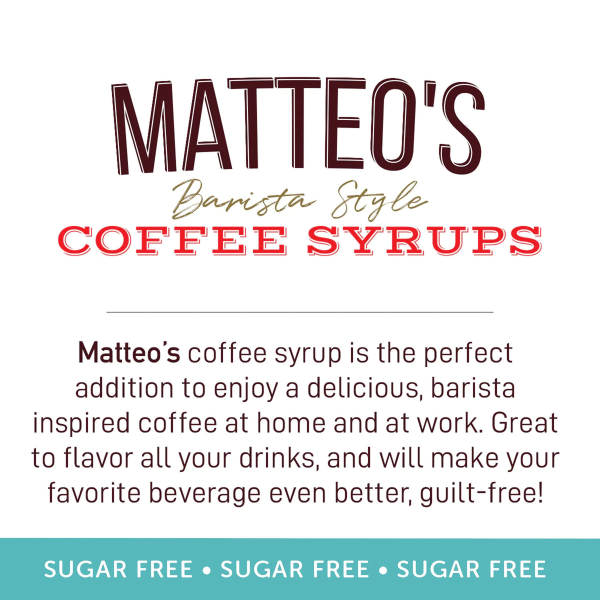 Matteo's Sugar Free Coffee Syrup, Birthday Cake, (1 case/6 bottles)