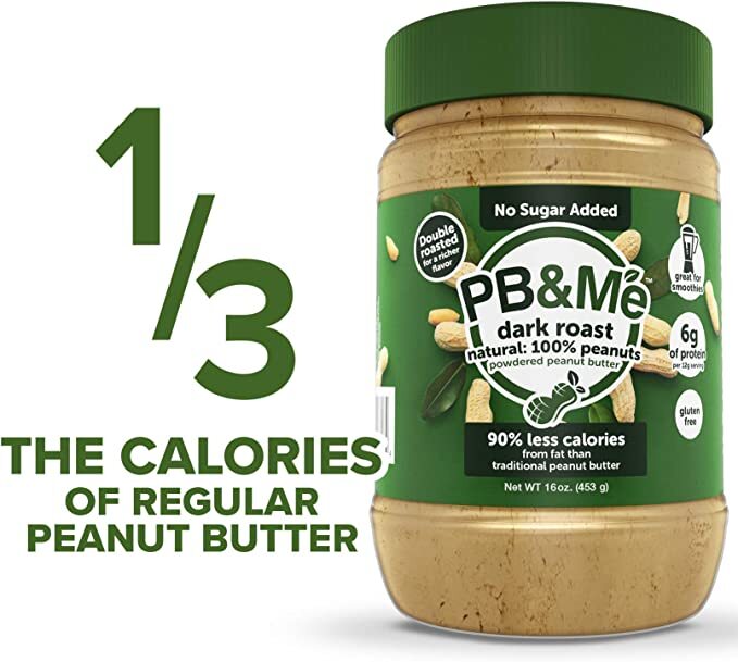 PB&PB&Me - Beurre de cacahuète en poudre (1 caisse/6 pots) - Rôti foncé - Sans sucre ajouté (1LB)