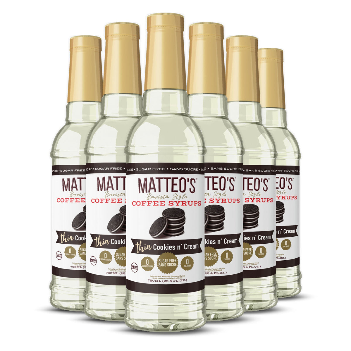 Matteo's Sugar Free Coffee Syrup, Cookies N Cream, (1 case/6 bottles)
