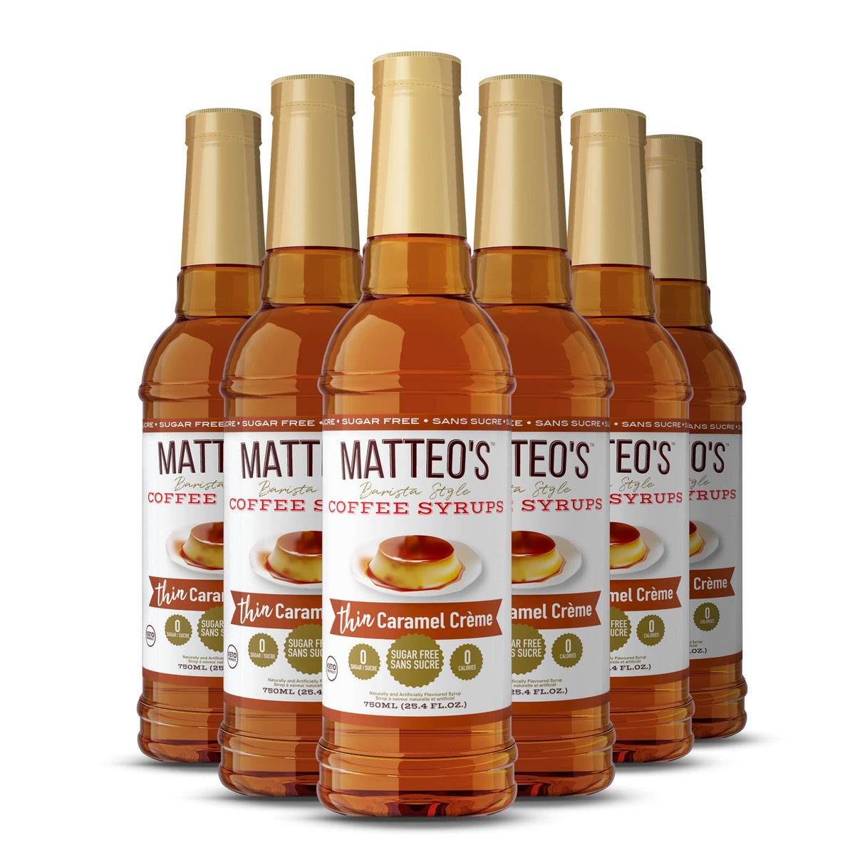 Matteo's Sugar Free Coffee Syrup, Caramel Creme (1 case/6 bottles)