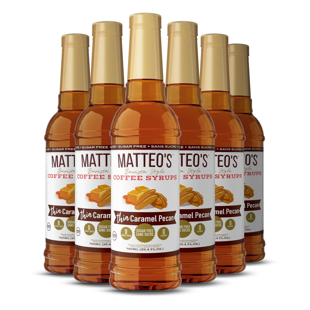 Matteo's Sugar Free Coffee Syrup, Caramel Pecan (1 case/6 bottles)