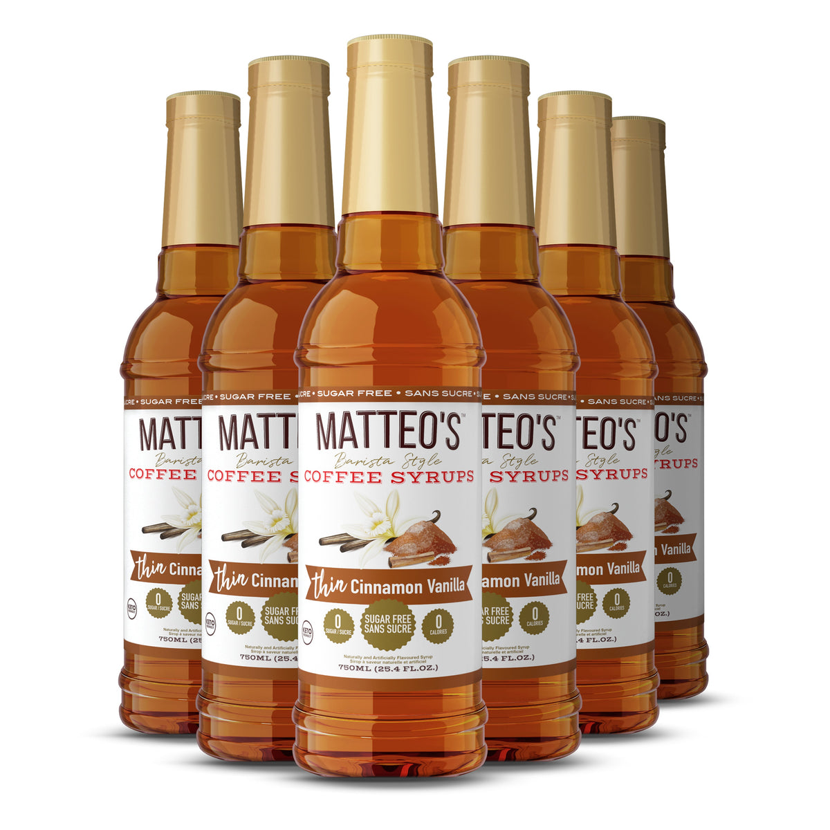Matteo's Sugar Free Coffee Syrup, Cinnamon Vanilla (1 case/6 bottles)