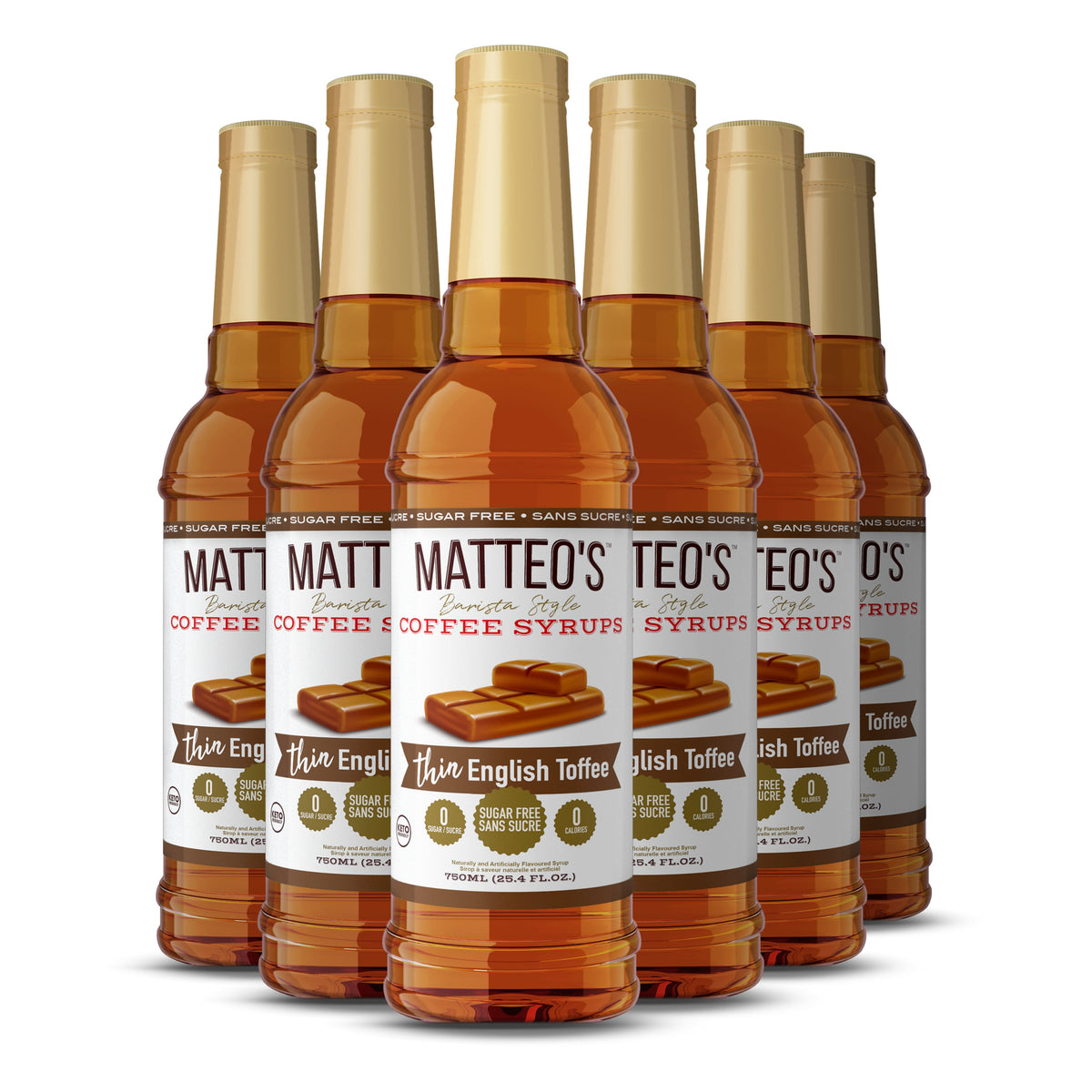 Matteo's Sugar Free Coffee Syrup, English Toffee (1 case/6 bottles)