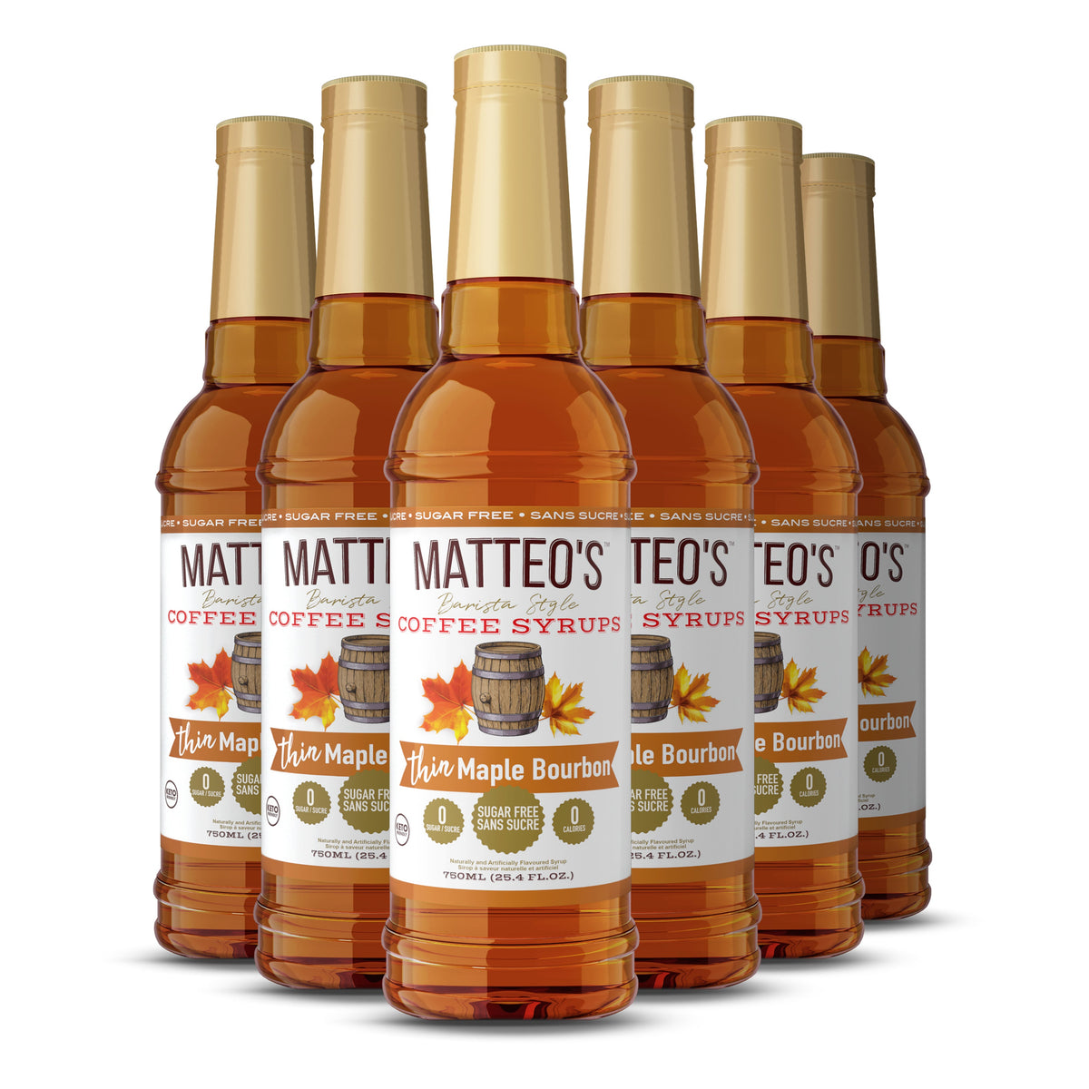 Matteo's Sugar Free Coffee Syrup, Maple Bourbon (1 case/6 bottles)
