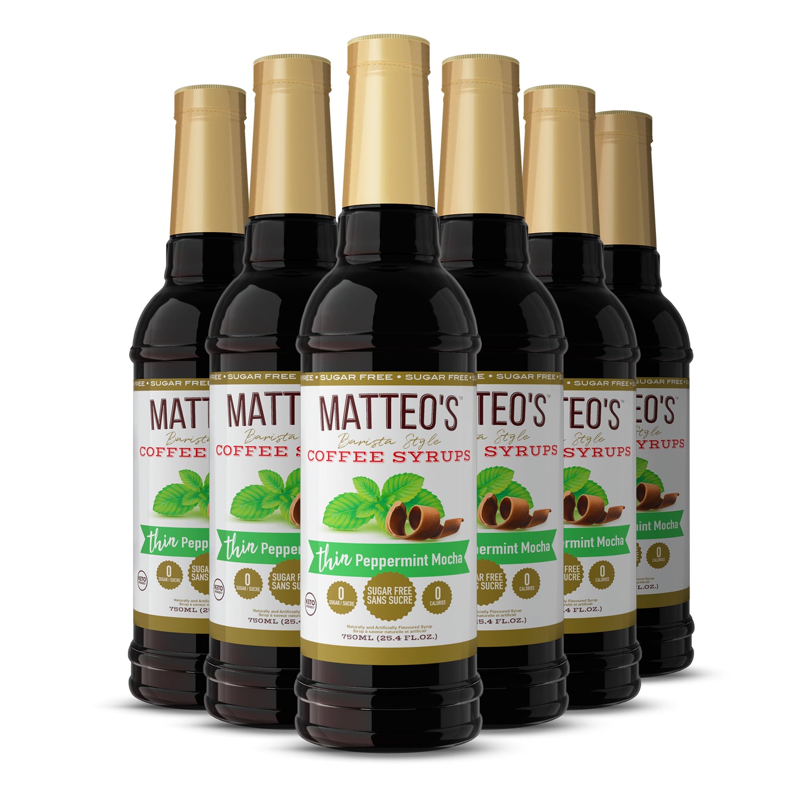 Matteo's Sugar Free Coffee Syrup, Peppermint Mocha (1 case/6 bottles)