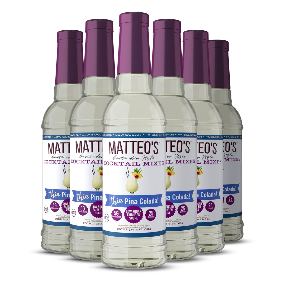 Matteo's Sugar Free Cocktail Mixes - Pina Colada (1 case/6 bottles)