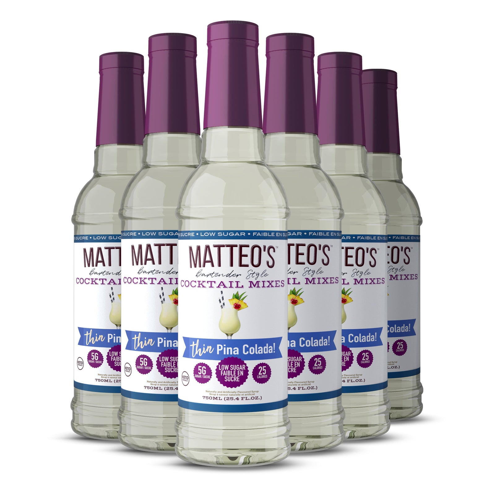 Matteo's Sugar Free Cocktail Mixes - Pina Colada (1 case/6 bottles)