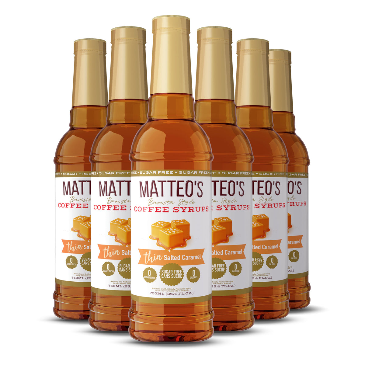 Matteo's Sugar Free Coffee Syrup, Salted Caramel (1 case/6 bottles)