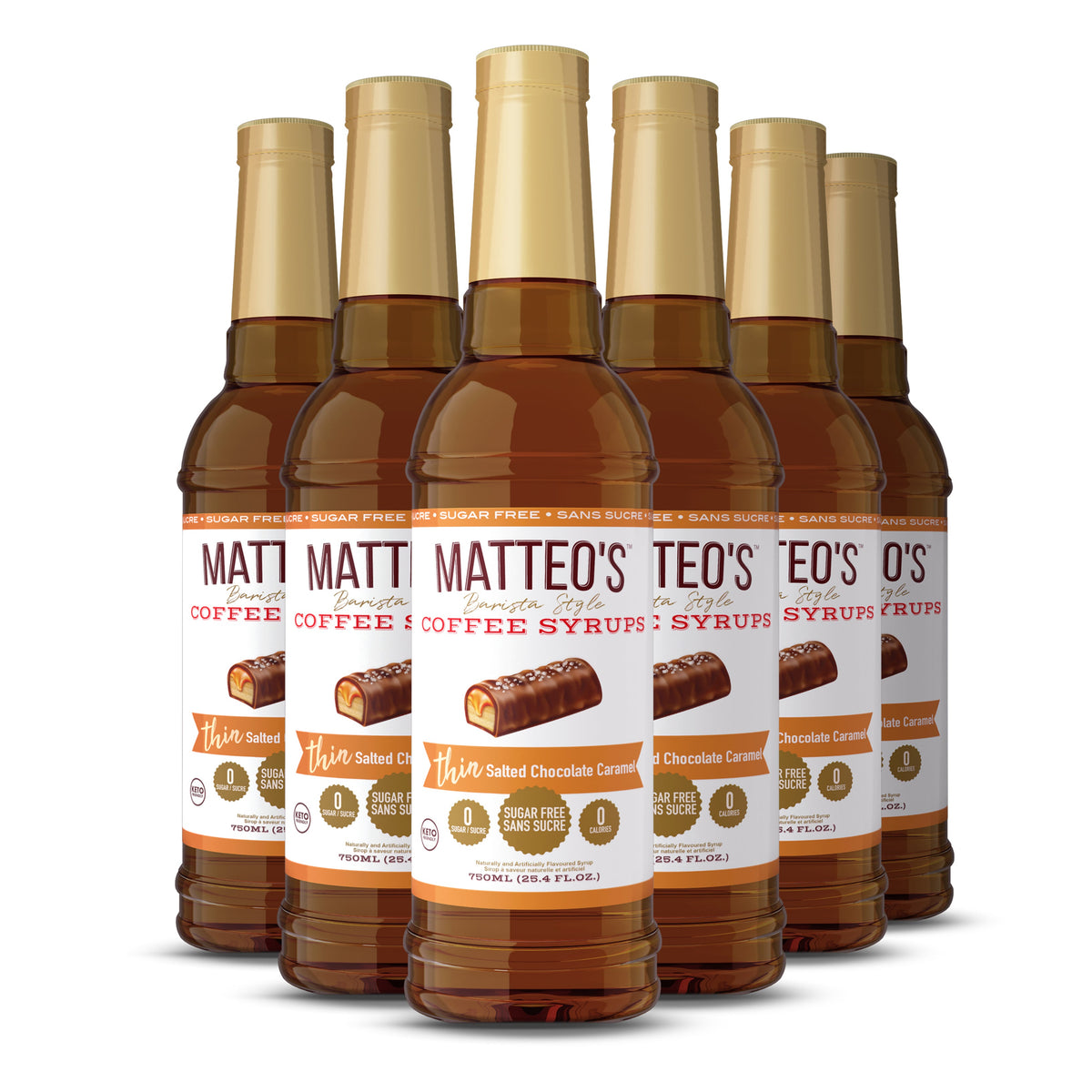 Matteo's Sugar Free Coffee Syrup, Salted Chocolate Caramel (1 case/6 bottles)