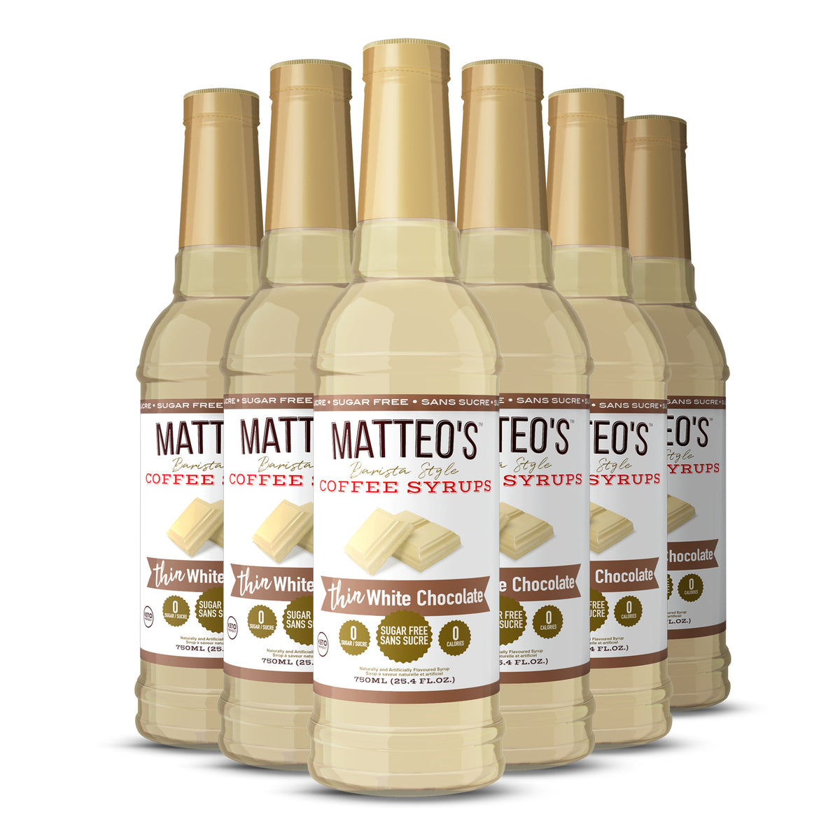 Matteo's Sugar Free Coffee Syrup, White Chocolate (1 case/6 bottles)