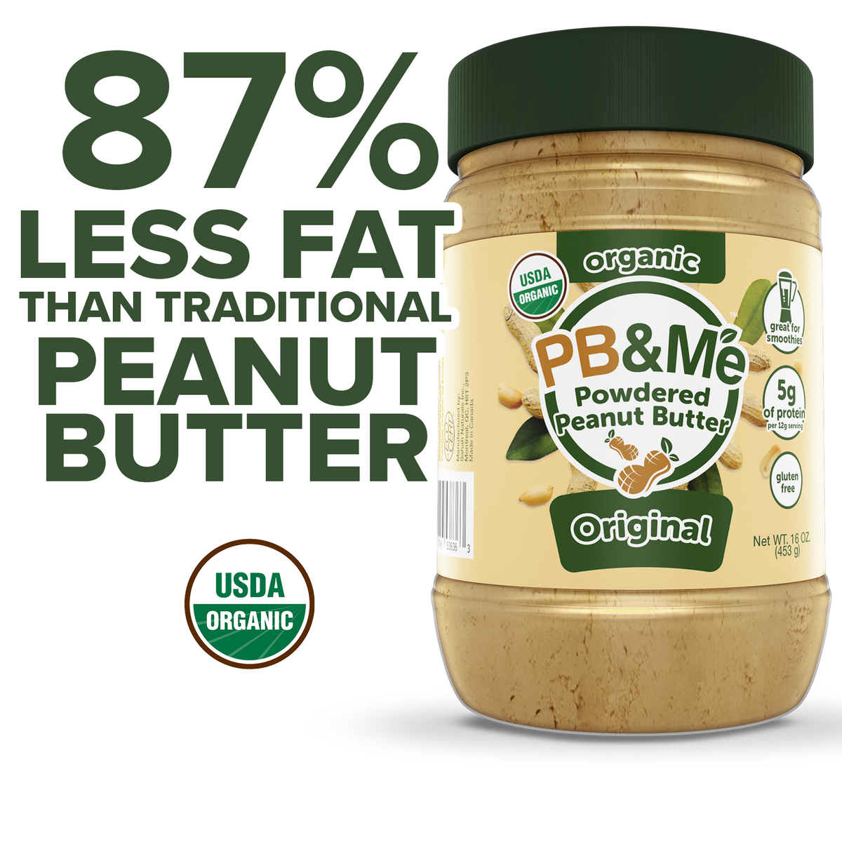 Organic Powdered Peanut Butter (1 case/6 Jars) - Original (1LB)