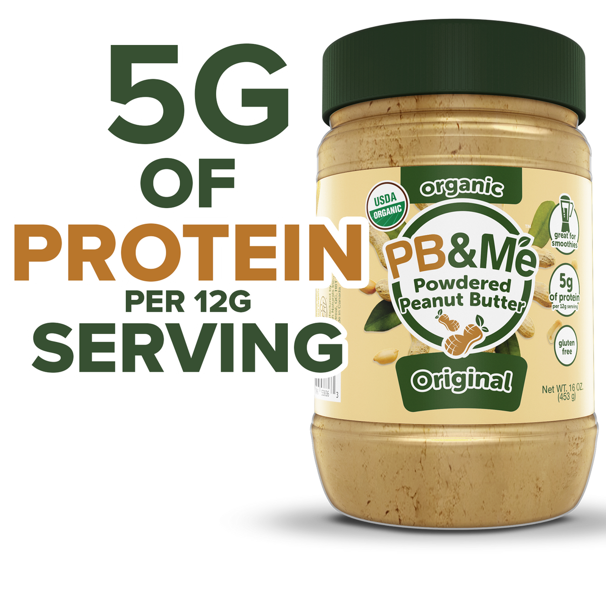 Organic Powdered Peanut Butter (1 case/6 Jars) - Original (1LB)