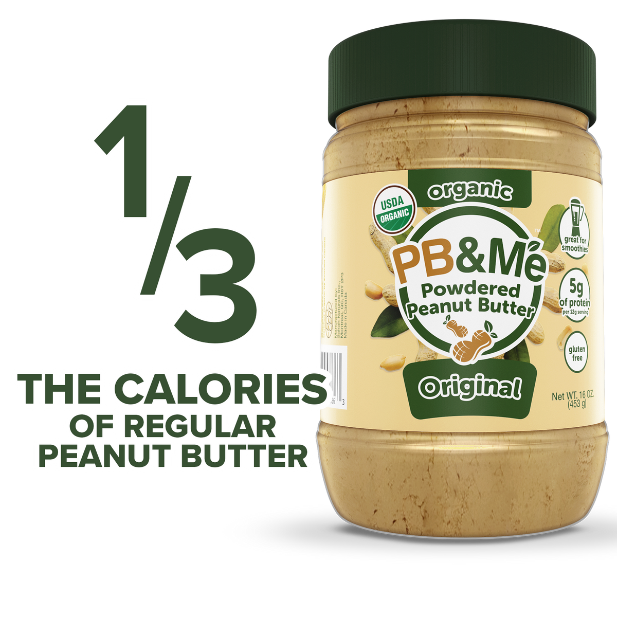 Organic Powdered Peanut Butter (1 case/6 Jars) - Original (1LB)
