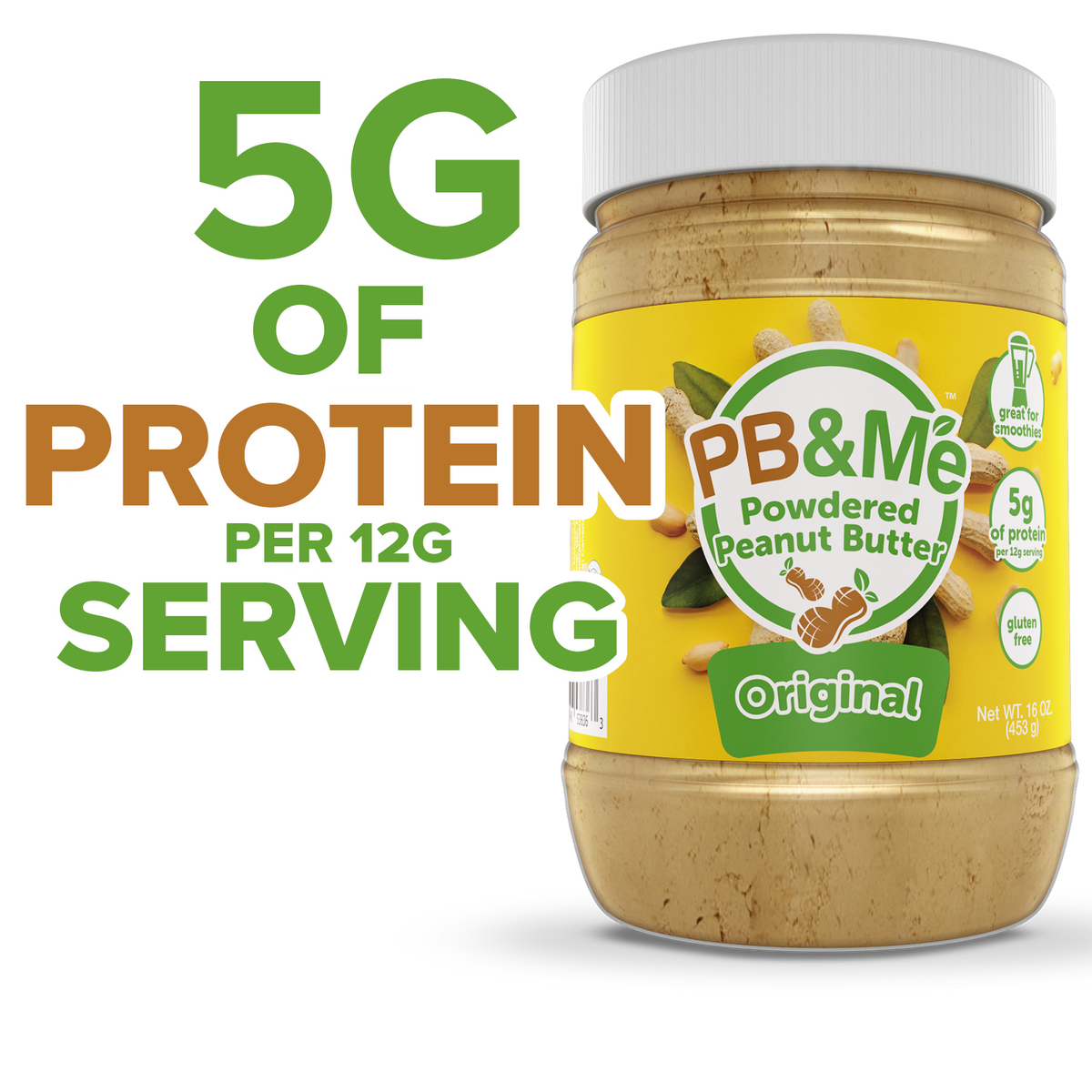 PB&Me - Powdered Peanut Butter (1 case/6 Jars) - Original (1LB)