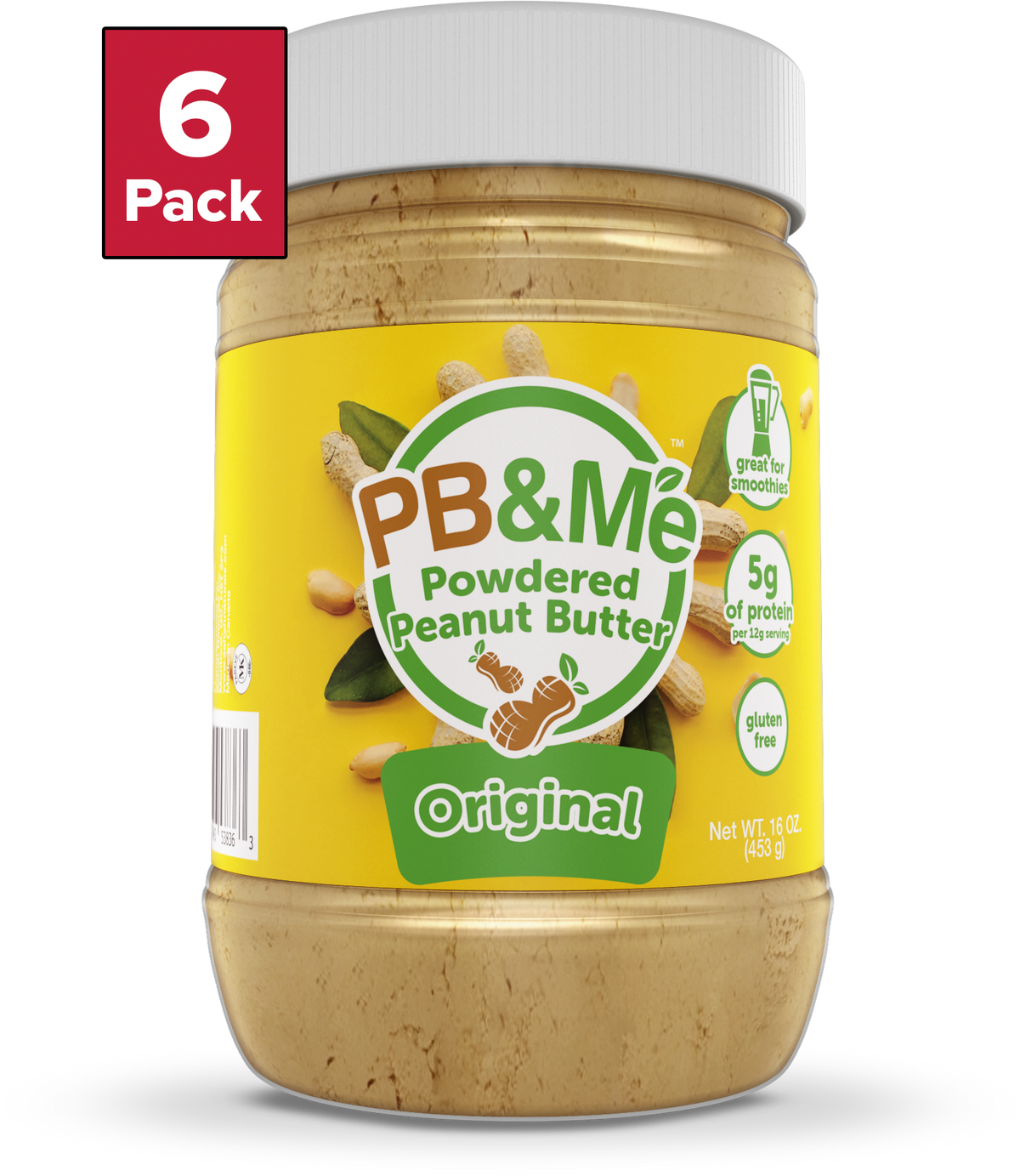 PB&Me - Powdered Peanut Butter (1 case/6 Jars) - Original (1LB)