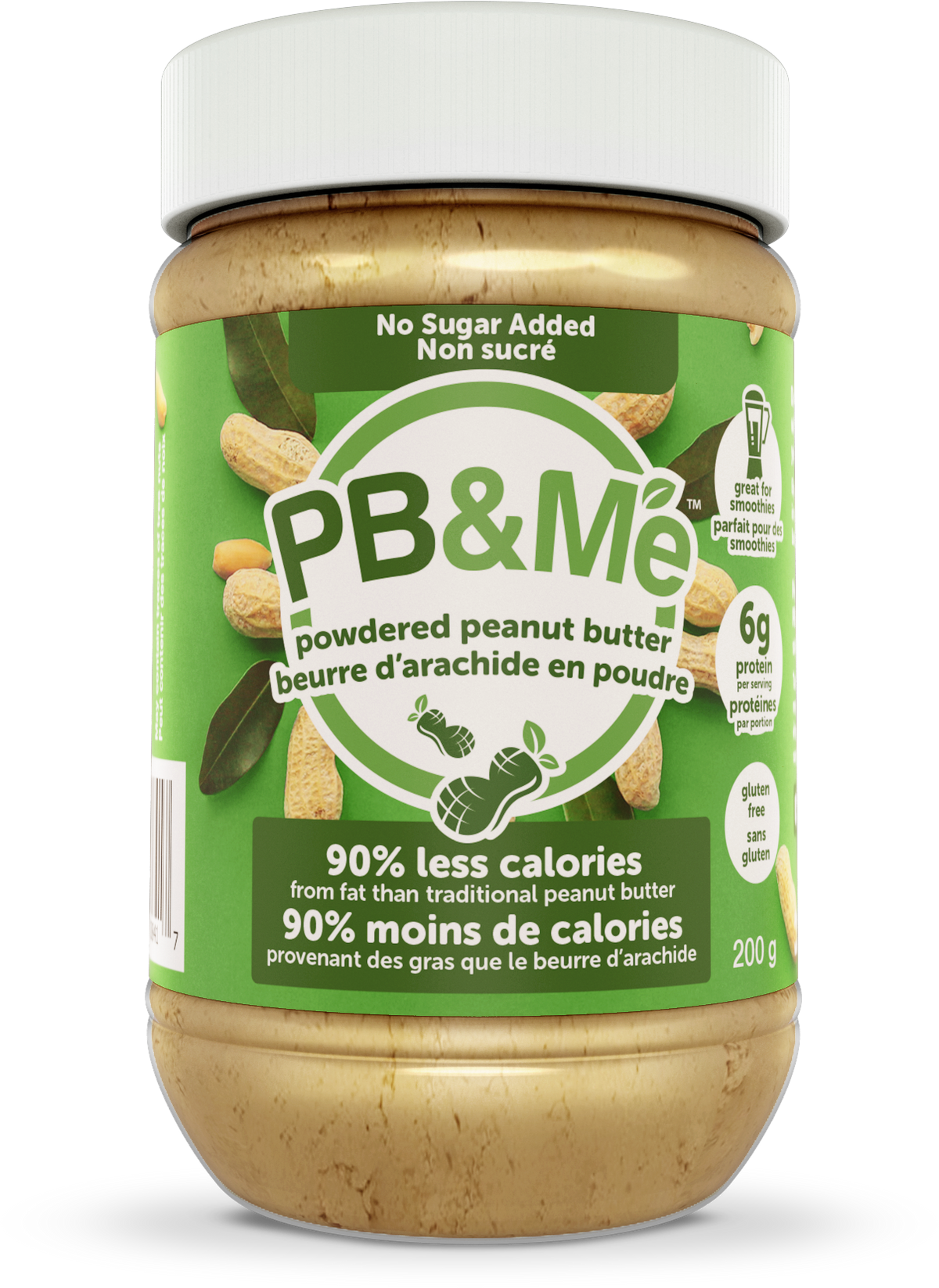 PB&Me - Powdered Peanut Butter (1 case/6 Jars) - No Sugar Added (200g)