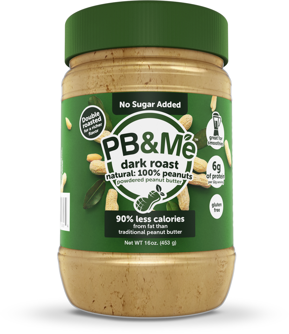 PB&PB&Me - Beurre de cacahuète en poudre (1 caisse/6 pots) - Rôti foncé - Sans sucre ajouté (1LB)