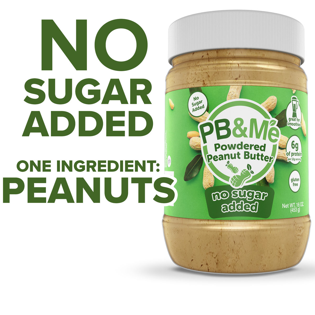 PB&Me - Powdered Peanut Butter (1 case/6 Jars) - No Sugar Added (1LB)