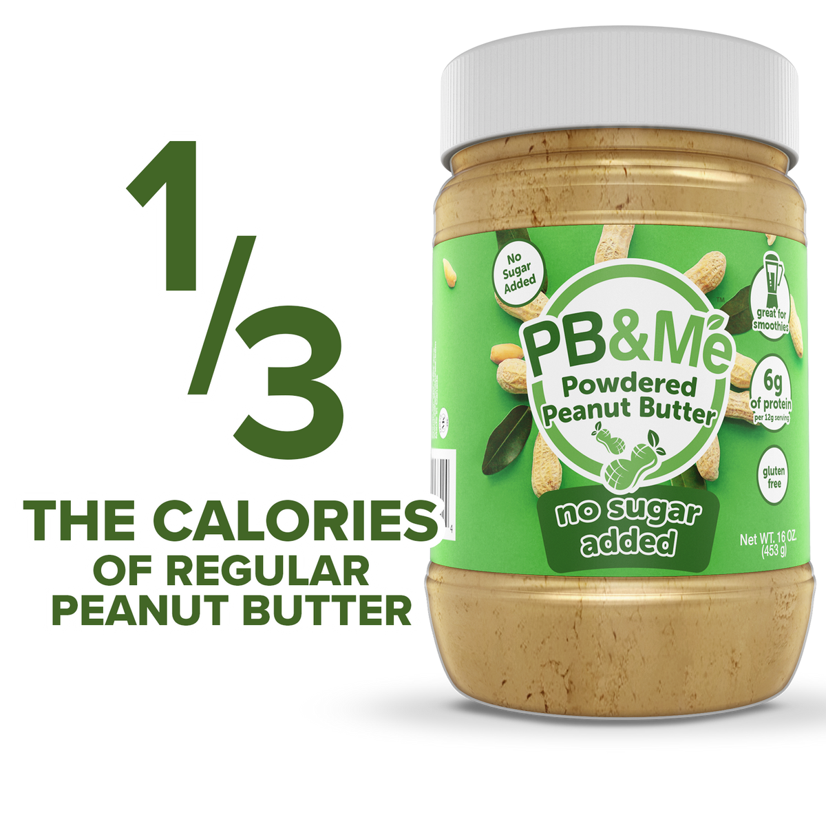 PB&Me - Powdered Peanut Butter (1 case/6 Jars) - No Sugar Added (1LB)