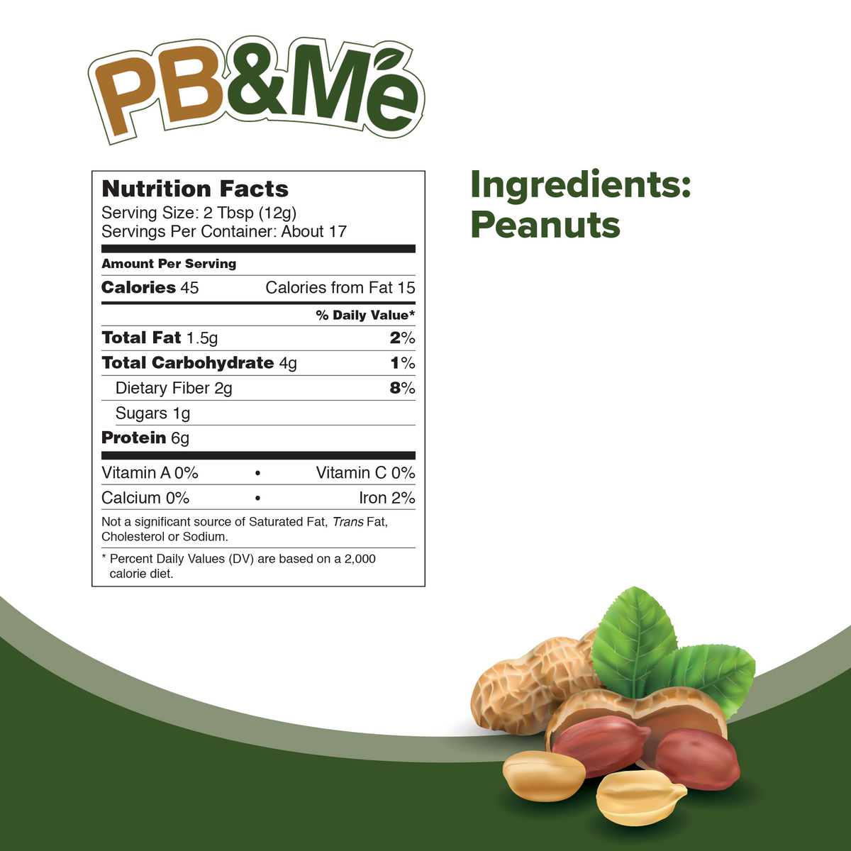 PB&Me - Powdered Peanut Butter (1 case/6 Jars) - No Sugar Added (1LB)
